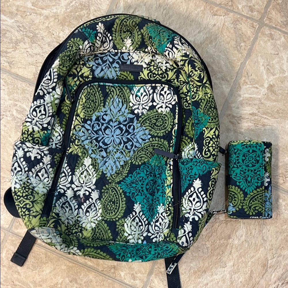 Patterned Backpack and Wallet Set